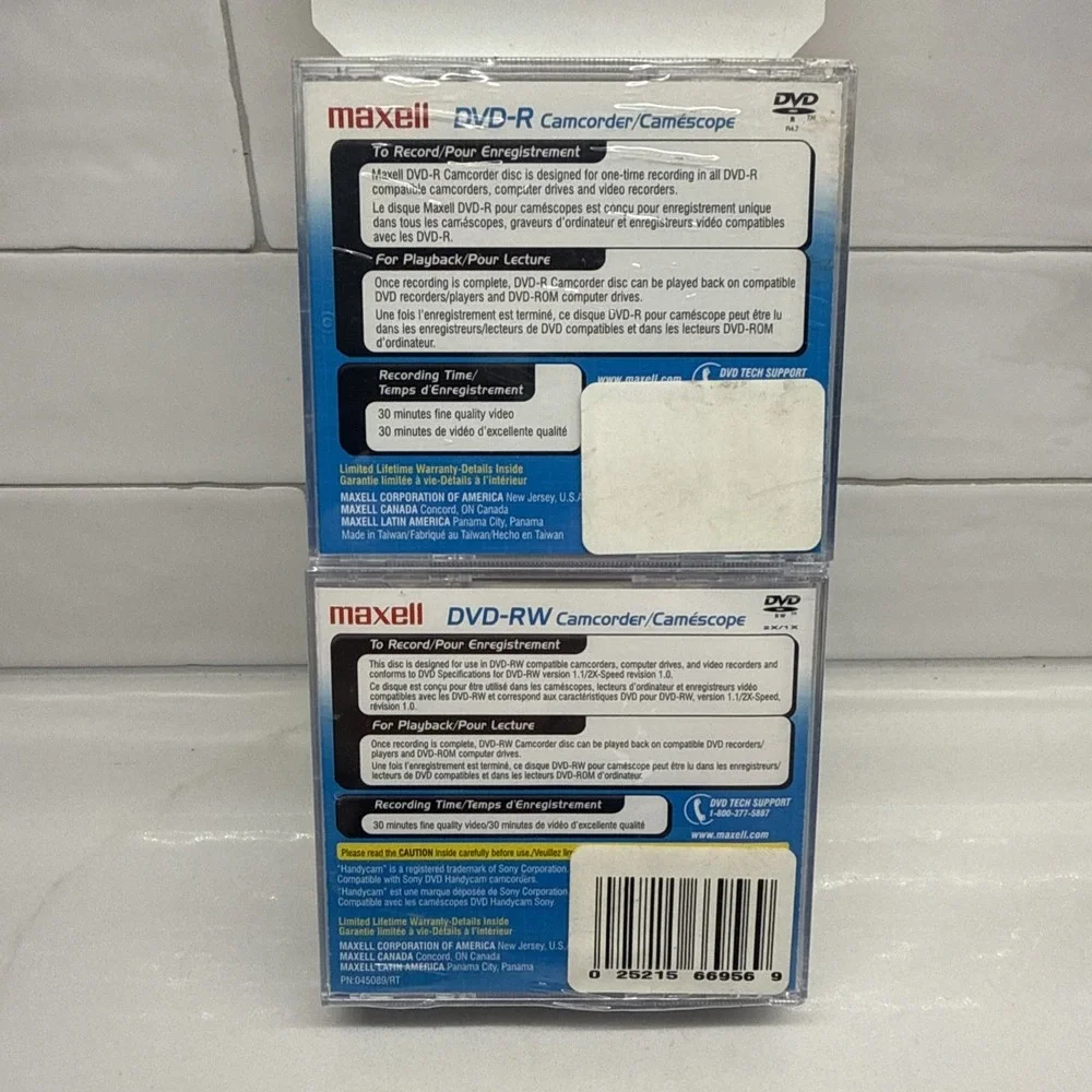 Maxell 6 DVD-R Plus + 2 DVD-RW : Combo 8 Pack Camcorder - SEALED